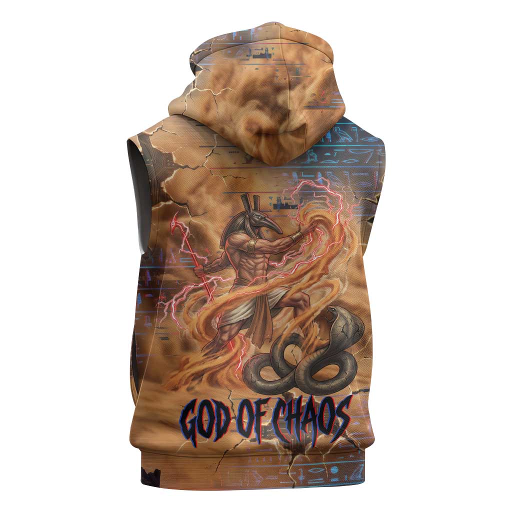 Seth Serpent Sleeveless Zip Hoodie Sandstorm Egyptian Chaos God in Ancient Desert Tones