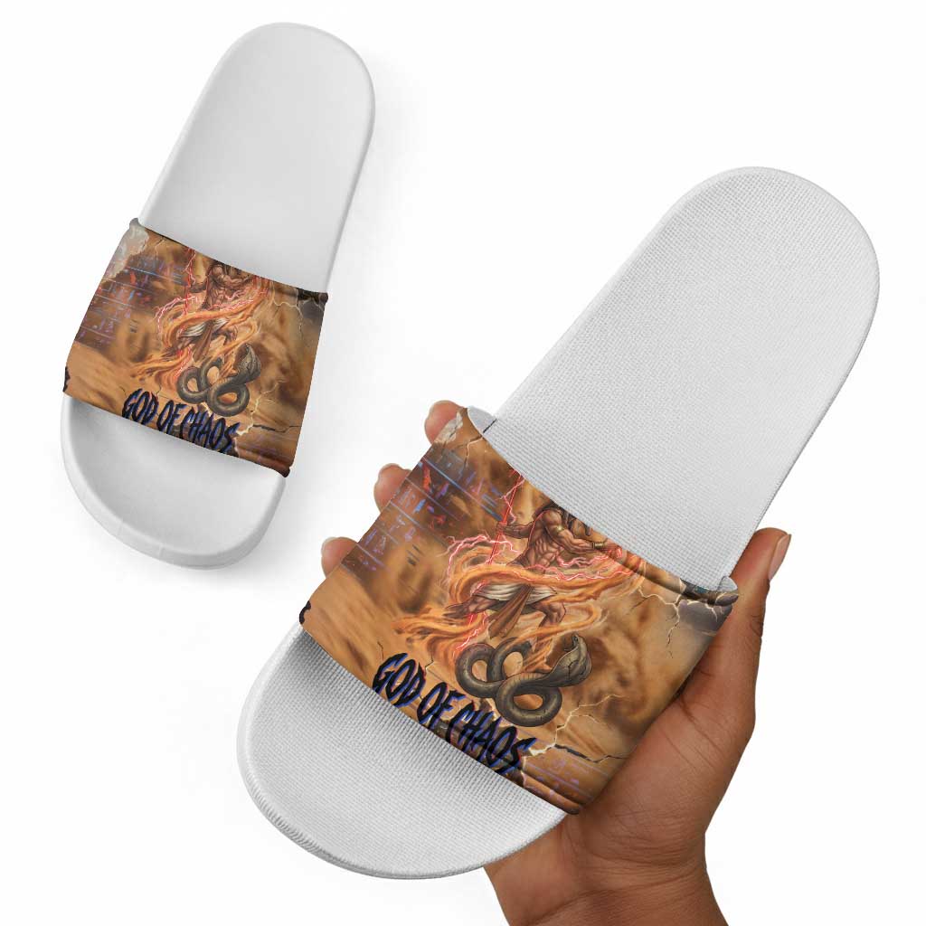 Seth Serpent Slide Sandals Sandstorm Egyptian Chaos God in Ancient Desert Tones