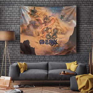 Seth Serpent Tapestry Sandstorm Egyptian Chaos God in Ancient Desert Tones