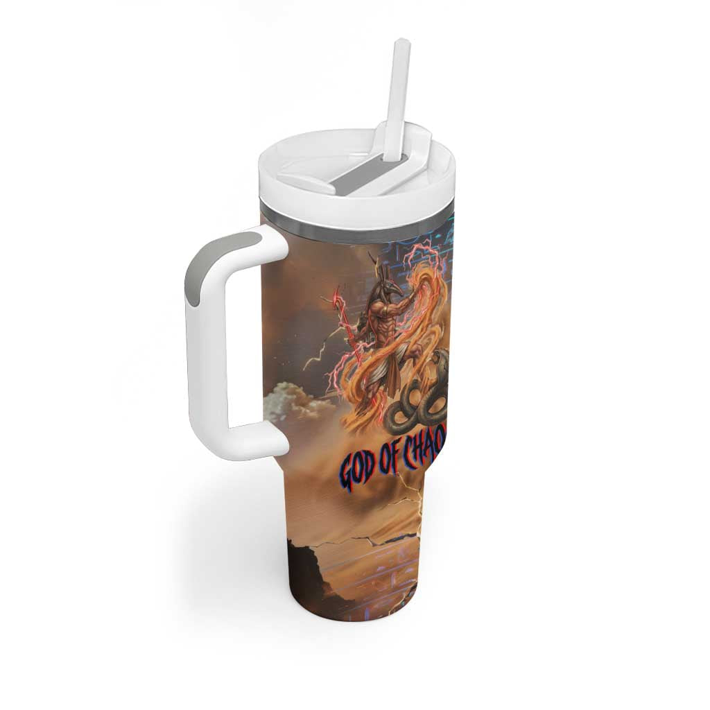 Seth Serpent Tumbler With Handle Sandstorm Egyptian Chaos God in Ancient Desert Tones