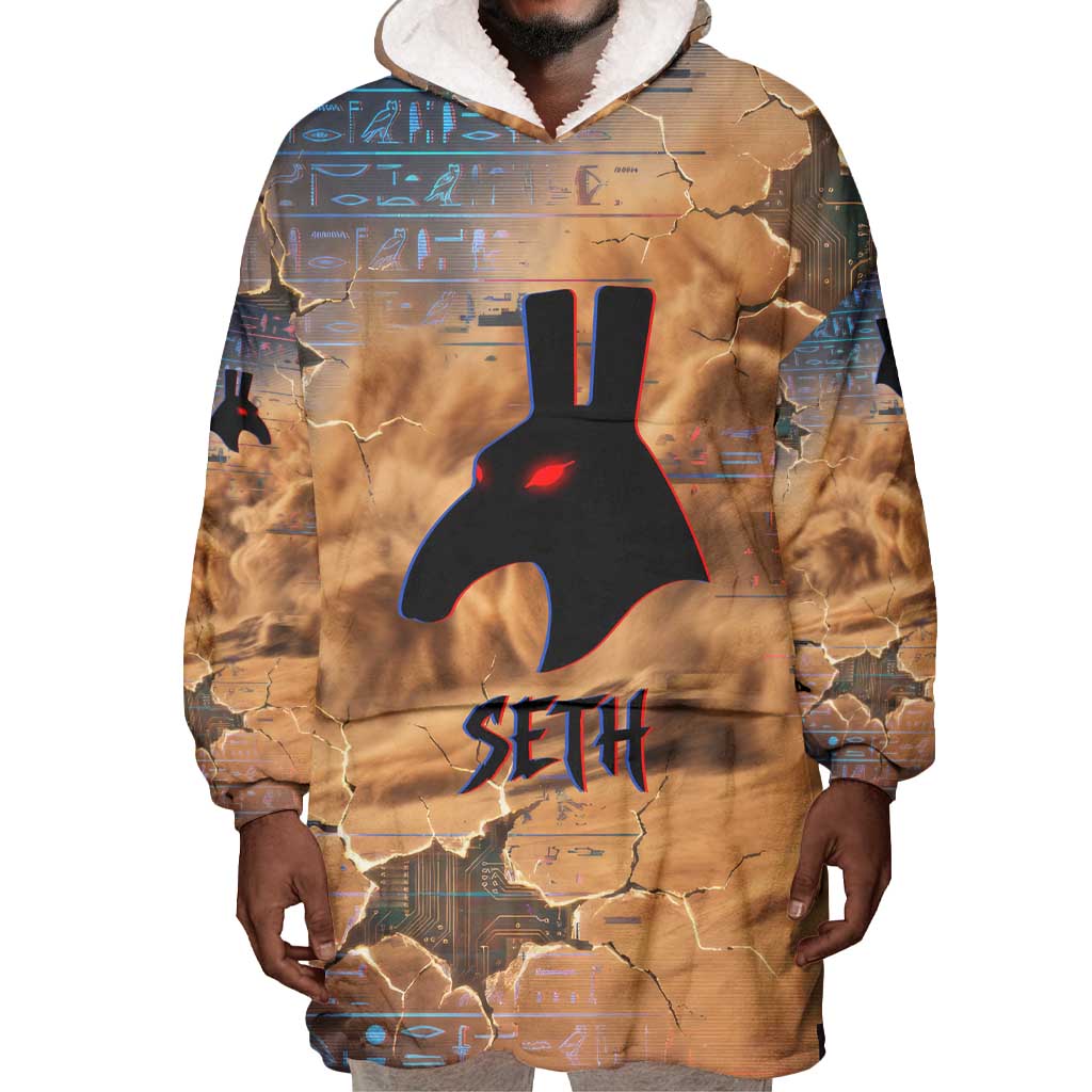 Seth Serpent Wearable Blanket Hoodie Sandstorm Egyptian Chaos God in Ancient Desert Tones