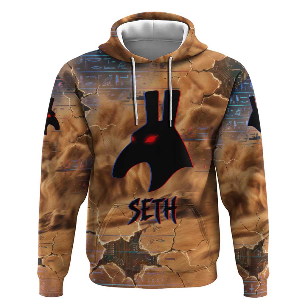 Seth Serpent Zip Hoodie Sandstorm Egyptian Chaos God in Ancient Desert Tones