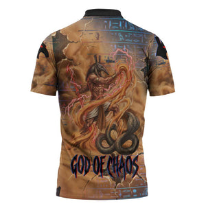 Seth Serpent Zipper Polo Shirt Sandstorm Egyptian Chaos God in Ancient Desert Tones
