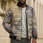 Suty Bomber Puffer Jacket with Typhonic Beast Staff Ancient Egypt Symbolism