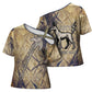 Suty Cross Shoulder Shirt with Typhonic Beast Staff Ancient Egypt Symbolism