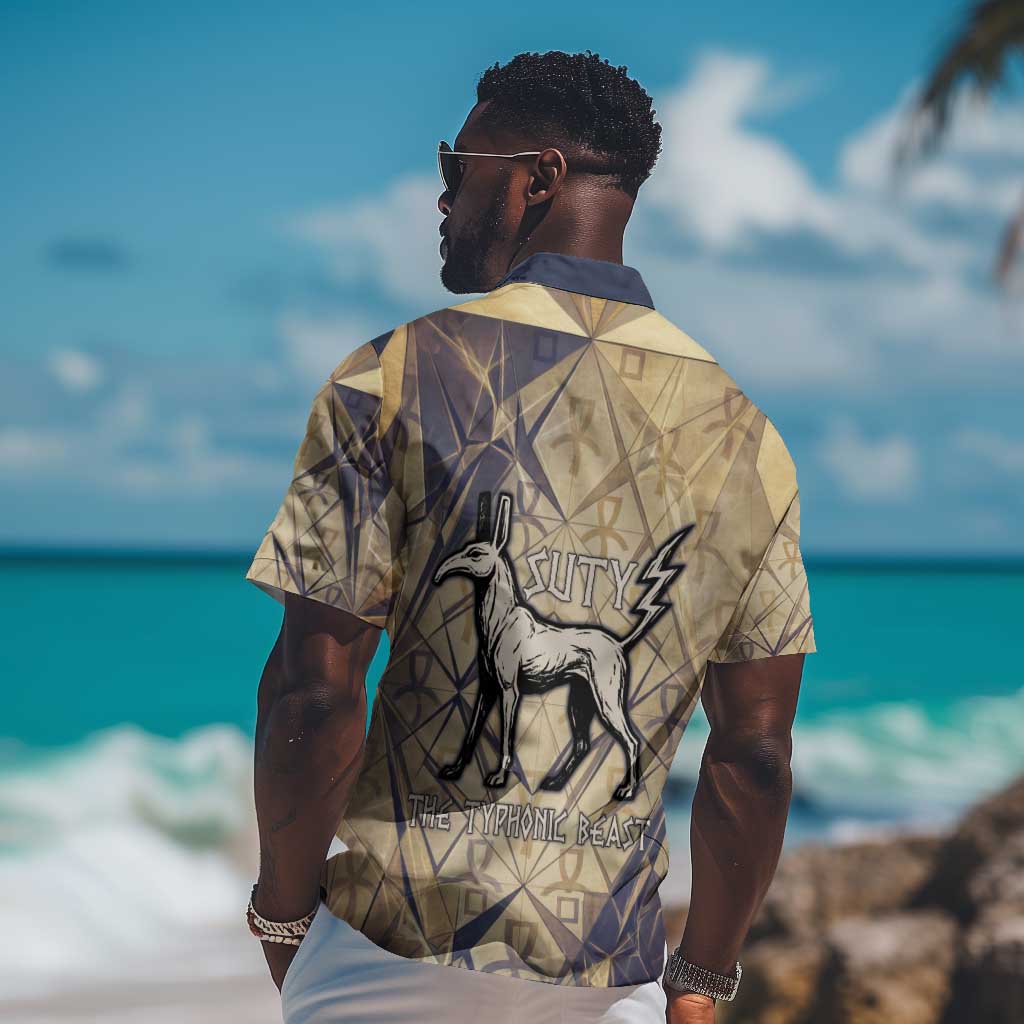 Suty Hawaiian Shirt with Typhonic Beast Staff Ancient Egypt Symbolism