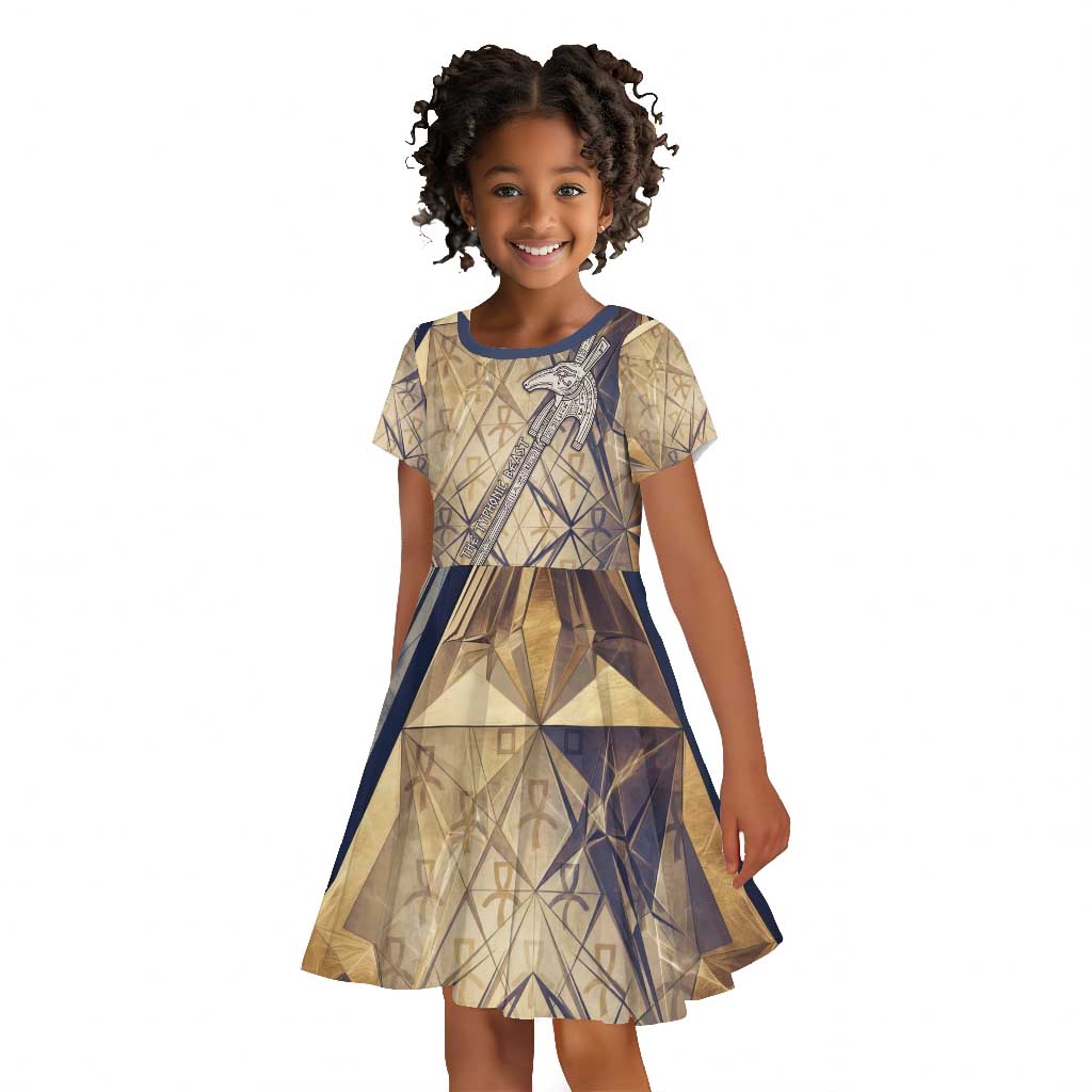 Suty Kid Short Sleeve Dress with Typhonic Beast Staff Ancient Egypt Symbolism