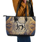 Suty Leather Tote Bag with Typhonic Beast Staff Ancient Egypt Symbolism