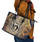 Suty Leather Tote Bag with Typhonic Beast Staff Ancient Egypt Symbolism