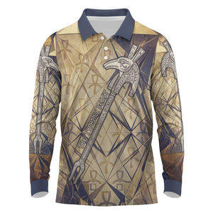 Suty Long Sleeve Polo Shirt with Typhonic Beast Staff Ancient Egypt Symbolism