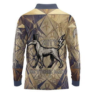 Suty Long Sleeve Polo Shirt with Typhonic Beast Staff Ancient Egypt Symbolism
