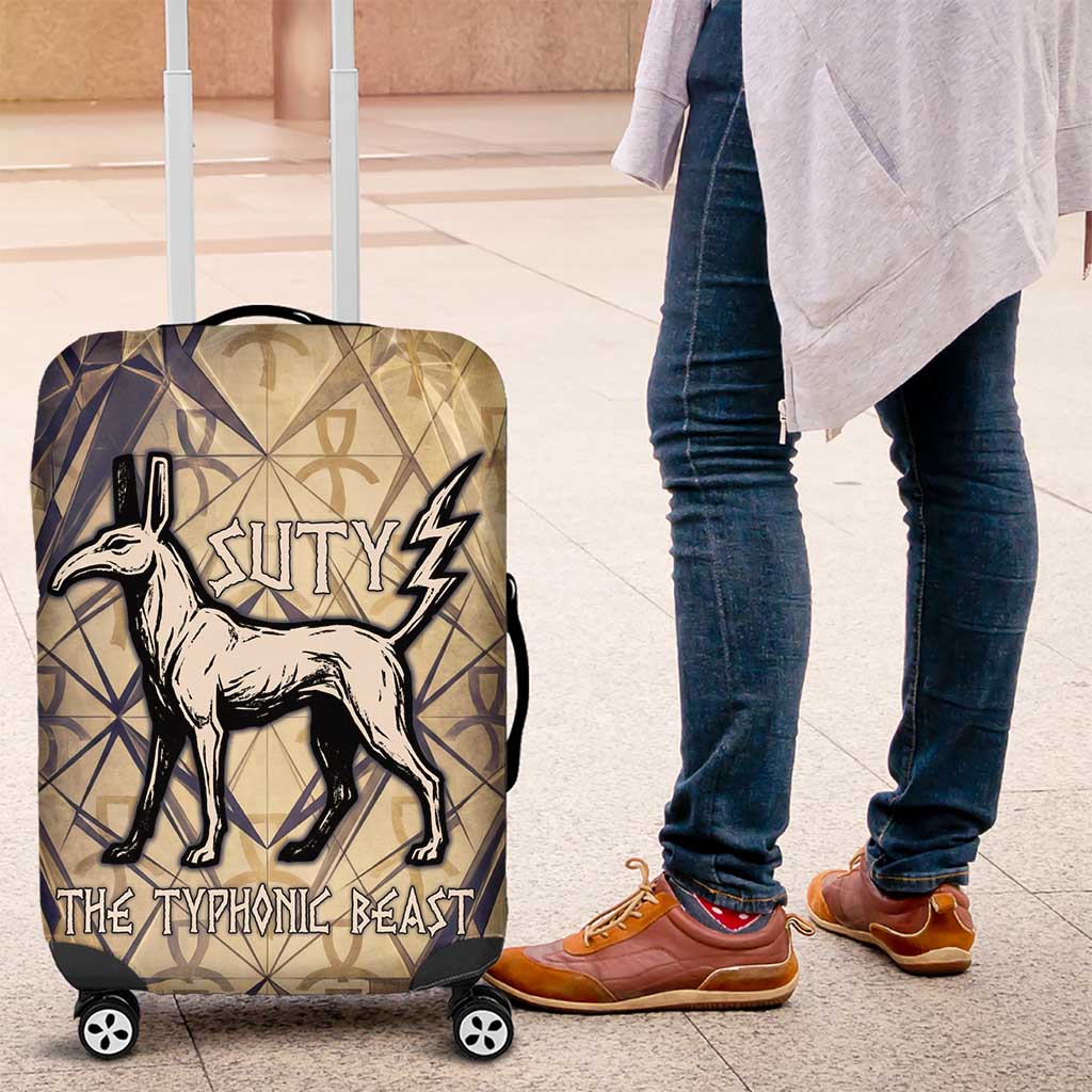 Suty Luggage Cover with Typhonic Beast Staff Ancient Egypt Symbolism