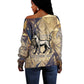 Suty Off Shoulder Sweater with Typhonic Beast Staff Ancient Egypt Symbolism