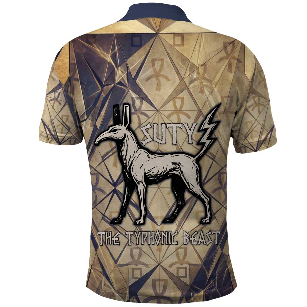 Suty Polo Shirt with Typhonic Beast Staff Ancient Egypt Symbolism