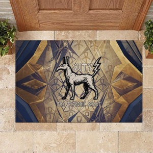 Suty Rubber Doormat with Typhonic Beast Staff Ancient Egypt Symbolism