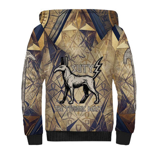 Suty Sherpa Hoodie with Typhonic Beast Staff Ancient Egypt Symbolism