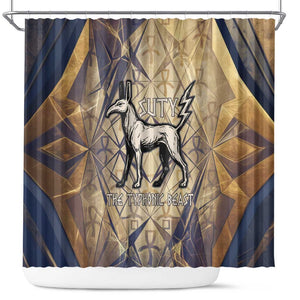 Suty Shower Curtain with Typhonic Beast Staff Ancient Egypt Symbolism