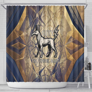 Suty Shower Curtain with Typhonic Beast Staff Ancient Egypt Symbolism
