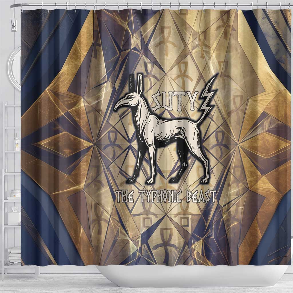 Suty Shower Curtain with Typhonic Beast Staff Ancient Egypt Symbolism