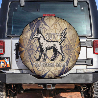 Suty Spare Tire Cover with Typhonic Beast Staff Ancient Egypt Symbolism