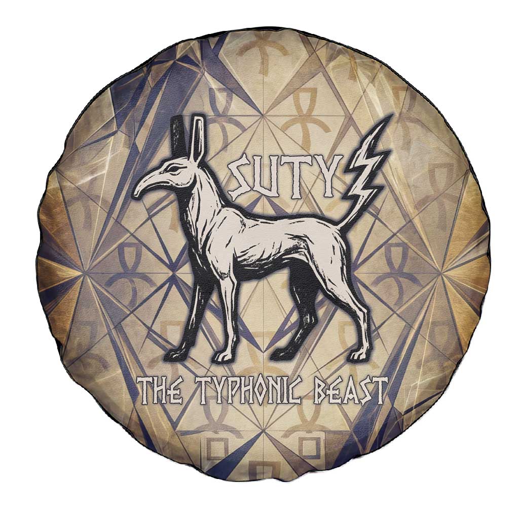 Suty Spare Tire Cover with Typhonic Beast Staff Ancient Egypt Symbolism