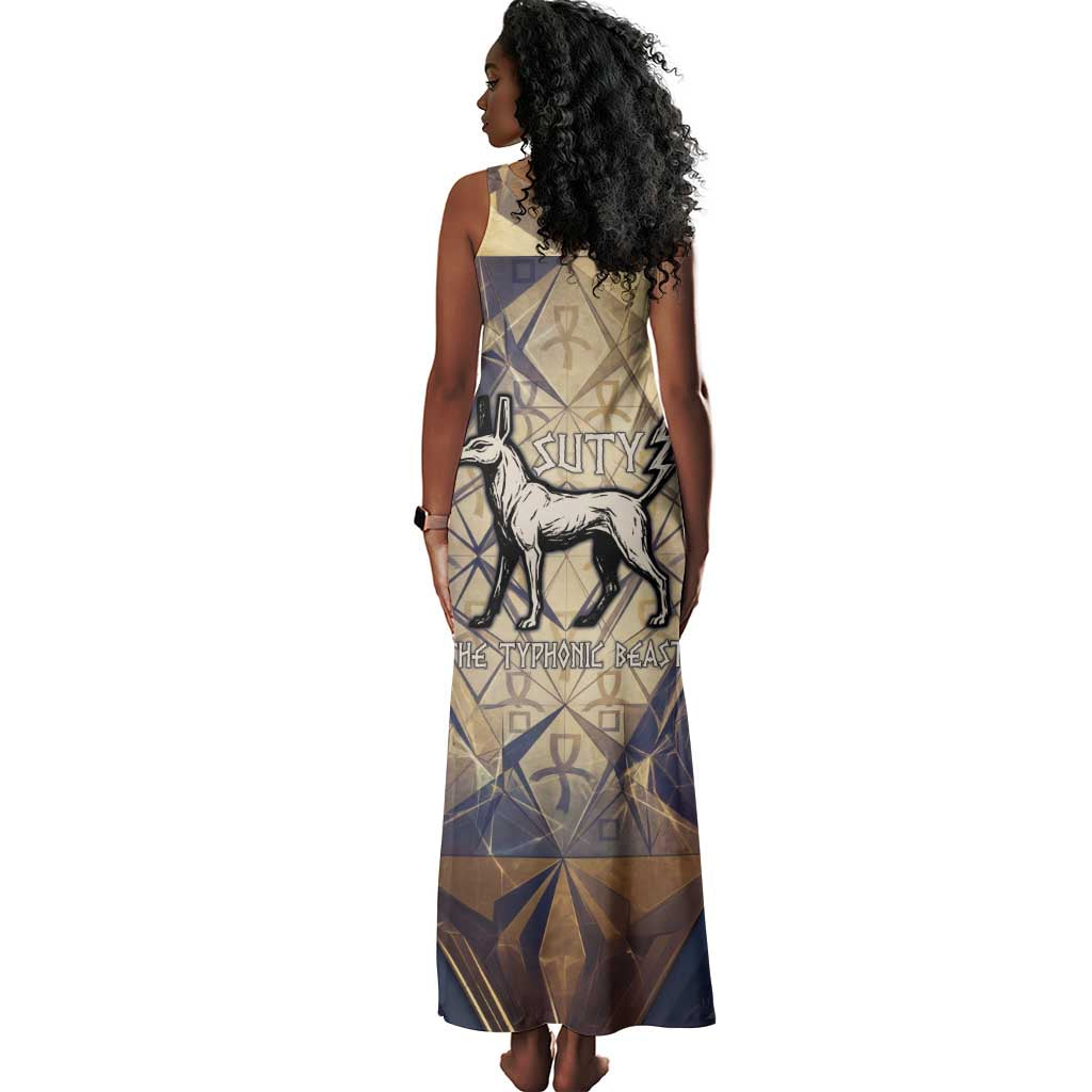 Suty Tank Maxi Dress with Typhonic Beast Staff Ancient Egypt Symbolism