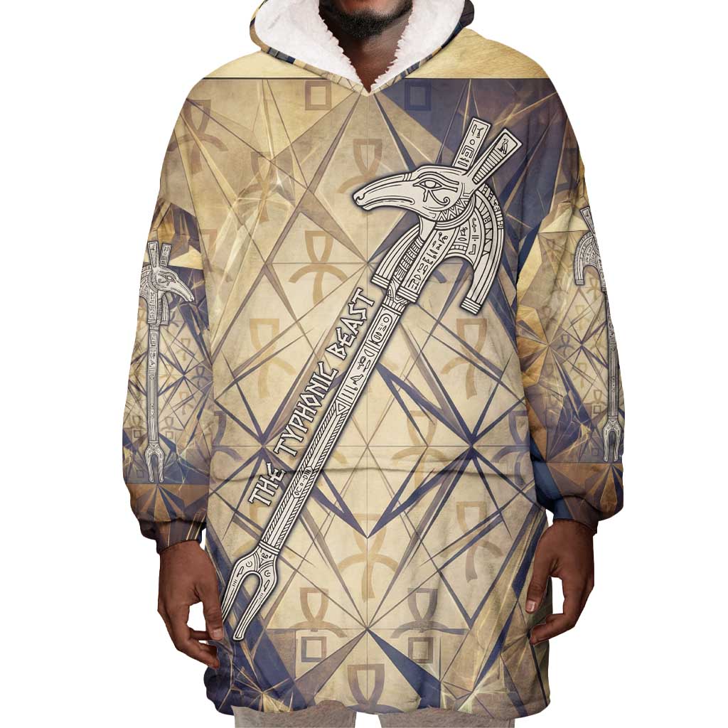Suty Wearable Blanket Hoodie with Typhonic Beast Staff Ancient Egypt Symbolism