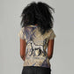 Suty Women V-Neck T-Shirt with Typhonic Beast Staff Ancient Egypt Symbolism