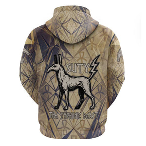 Suty Zip Hoodie with Typhonic Beast Staff Ancient Egypt Symbolism