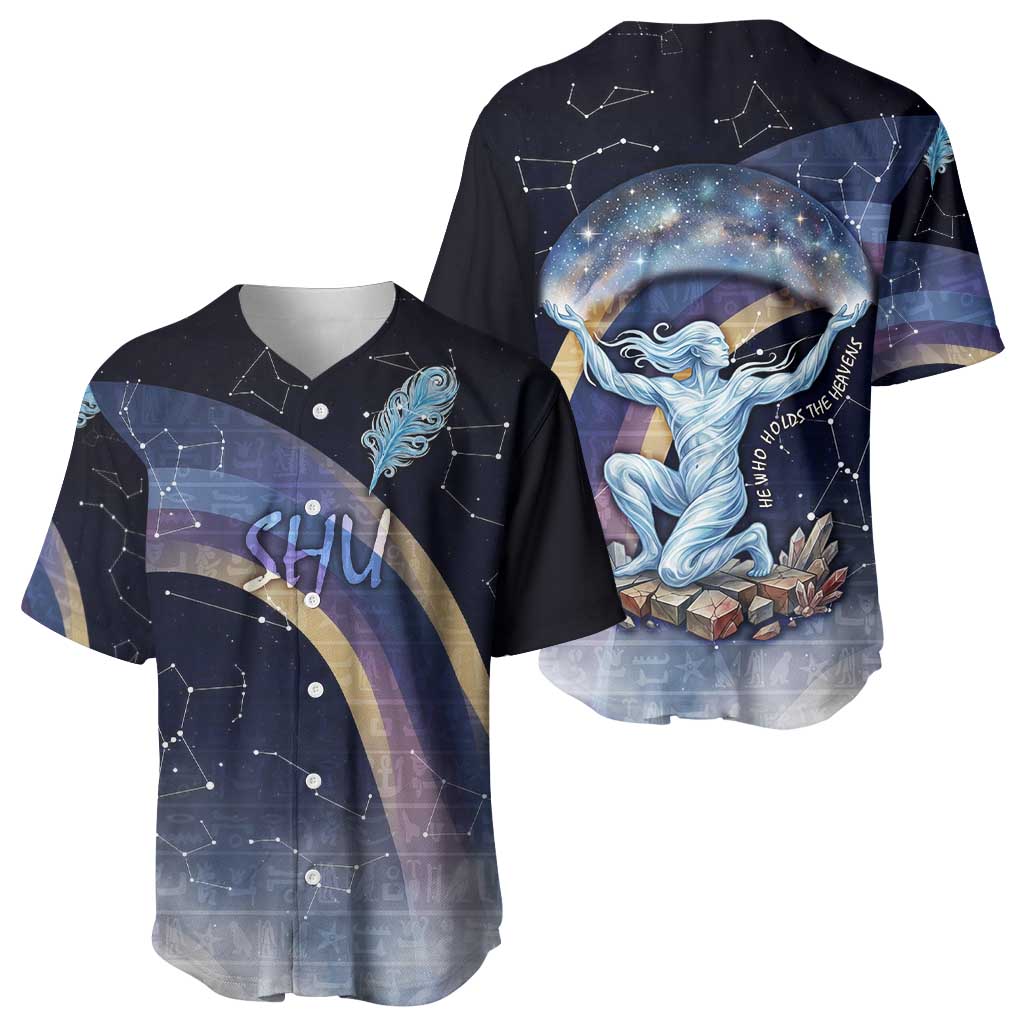 Shu Celestial Constellations Baseball Jersey Rainbow Ancient Egyptian Sky Deity Theme