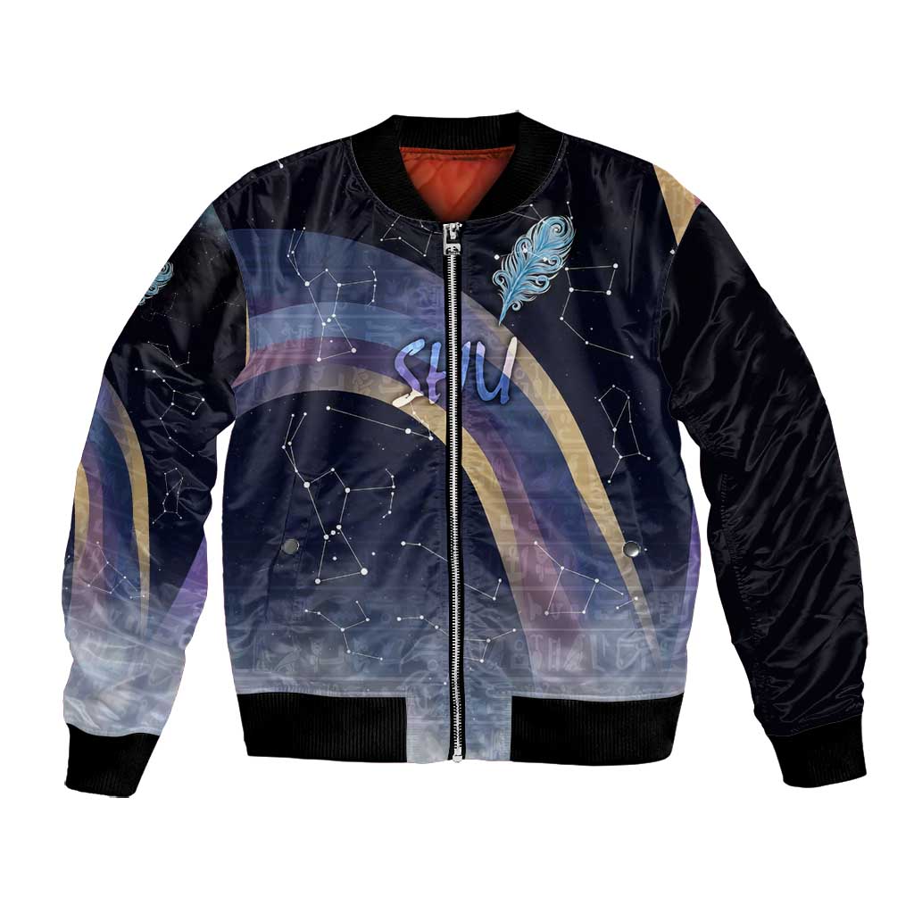 Shu Celestial Constellations Bomber Jacket Rainbow Ancient Egyptian Sky Deity Theme