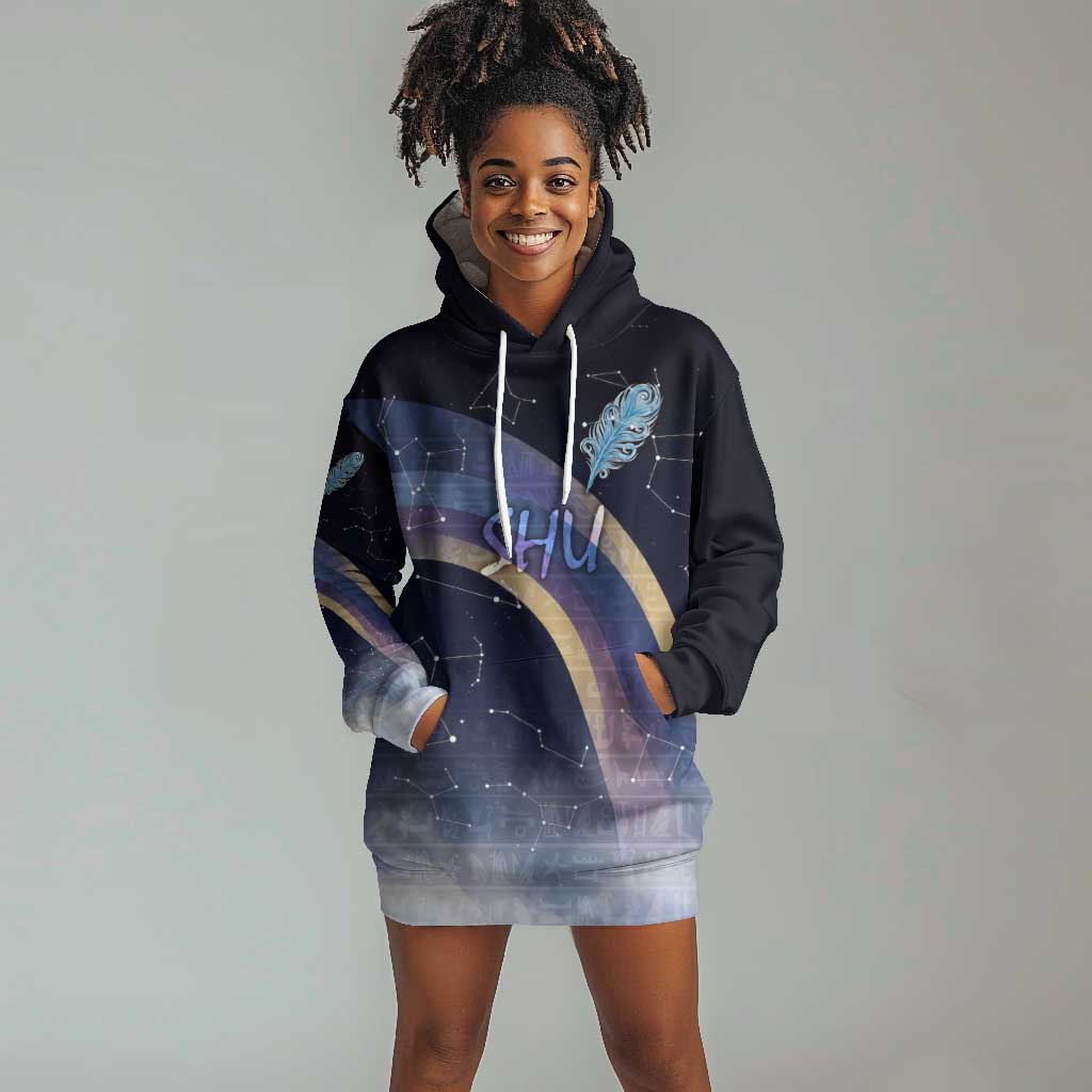 Shu Celestial Constellations Hoodie Dress Rainbow Ancient Egyptian Sky Deity Theme
