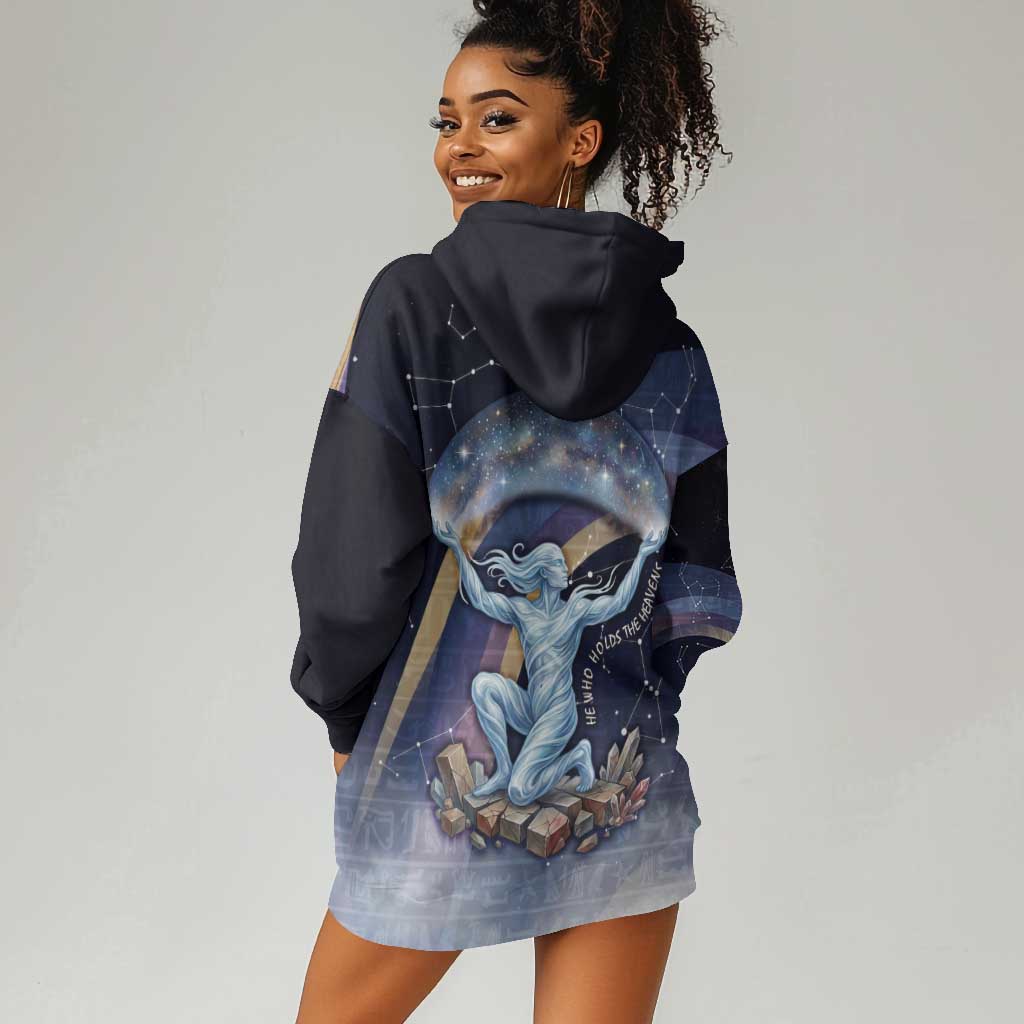Shu Celestial Constellations Hoodie Dress Rainbow Ancient Egyptian Sky Deity Theme