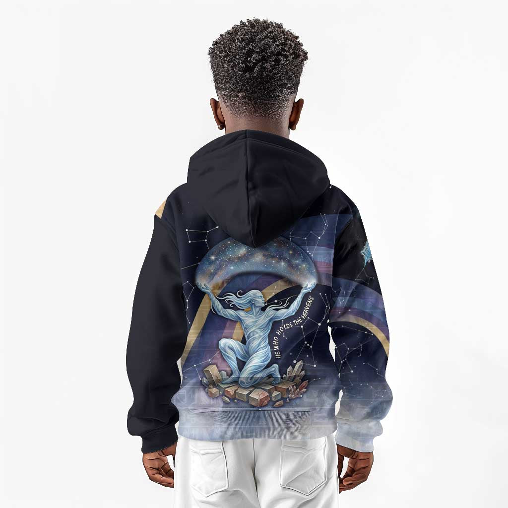 Shu Celestial Constellations Kid Hoodie Rainbow Ancient Egyptian Sky Deity Theme