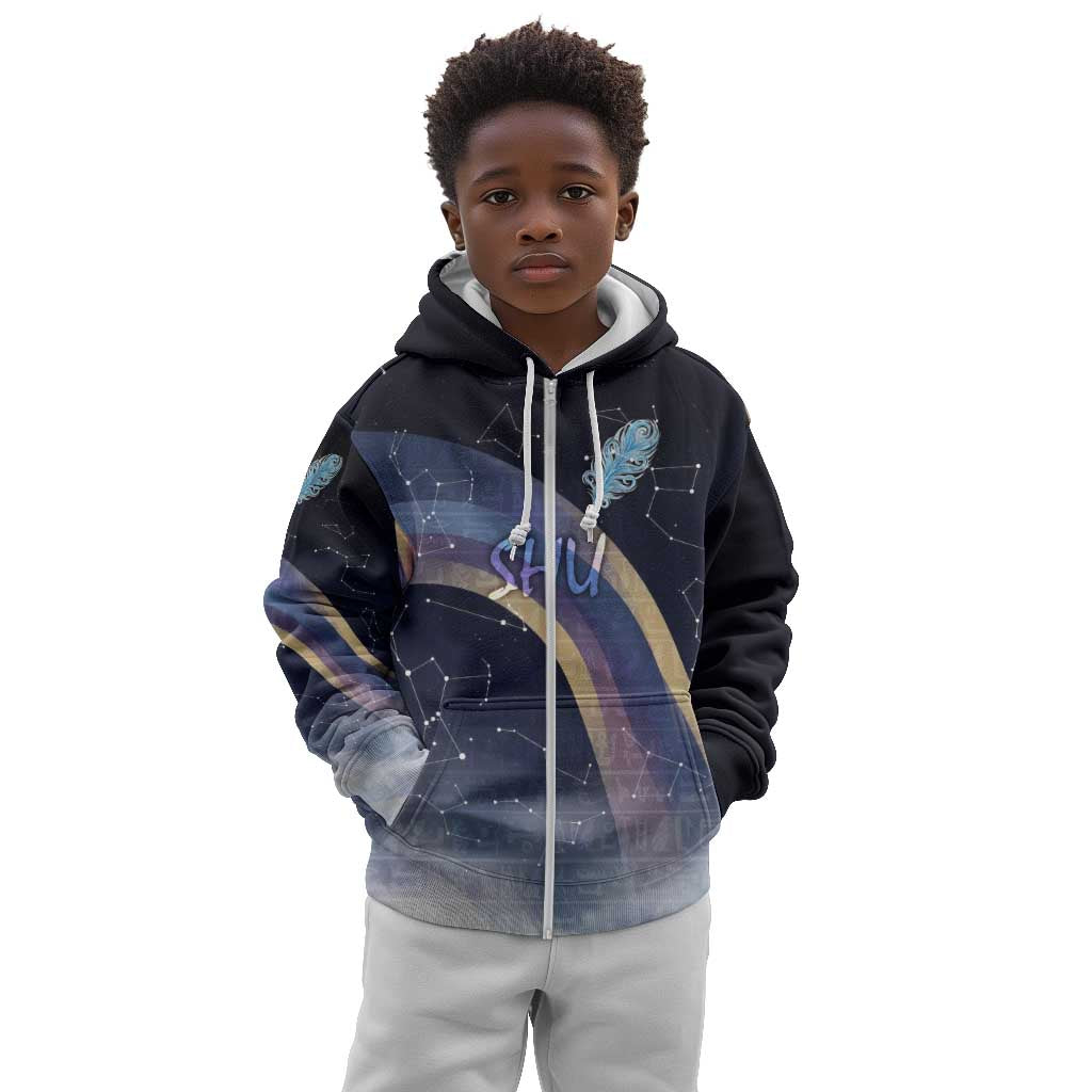 Shu Celestial Constellations Kid Hoodie Rainbow Ancient Egyptian Sky Deity Theme