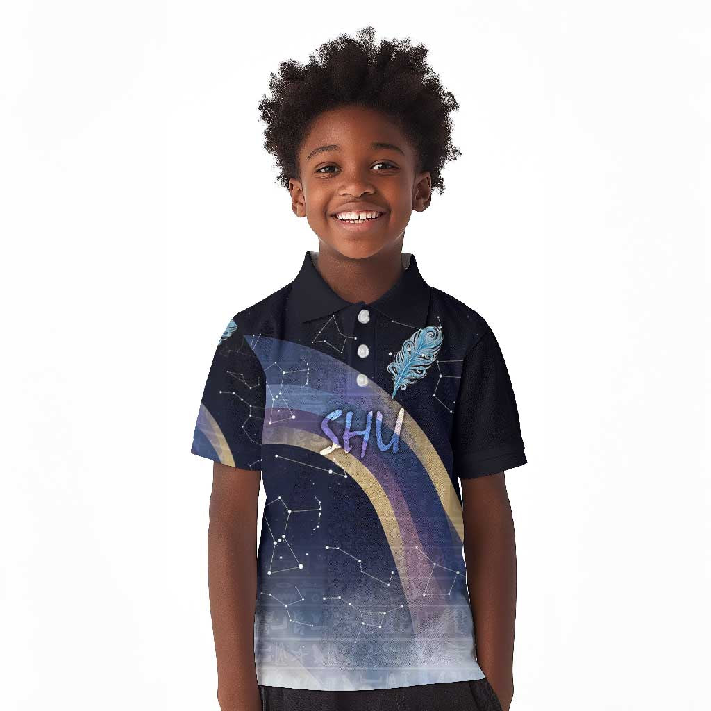 Shu Celestial Constellations Kid Polo Shirt Rainbow Ancient Egyptian Sky Deity Theme