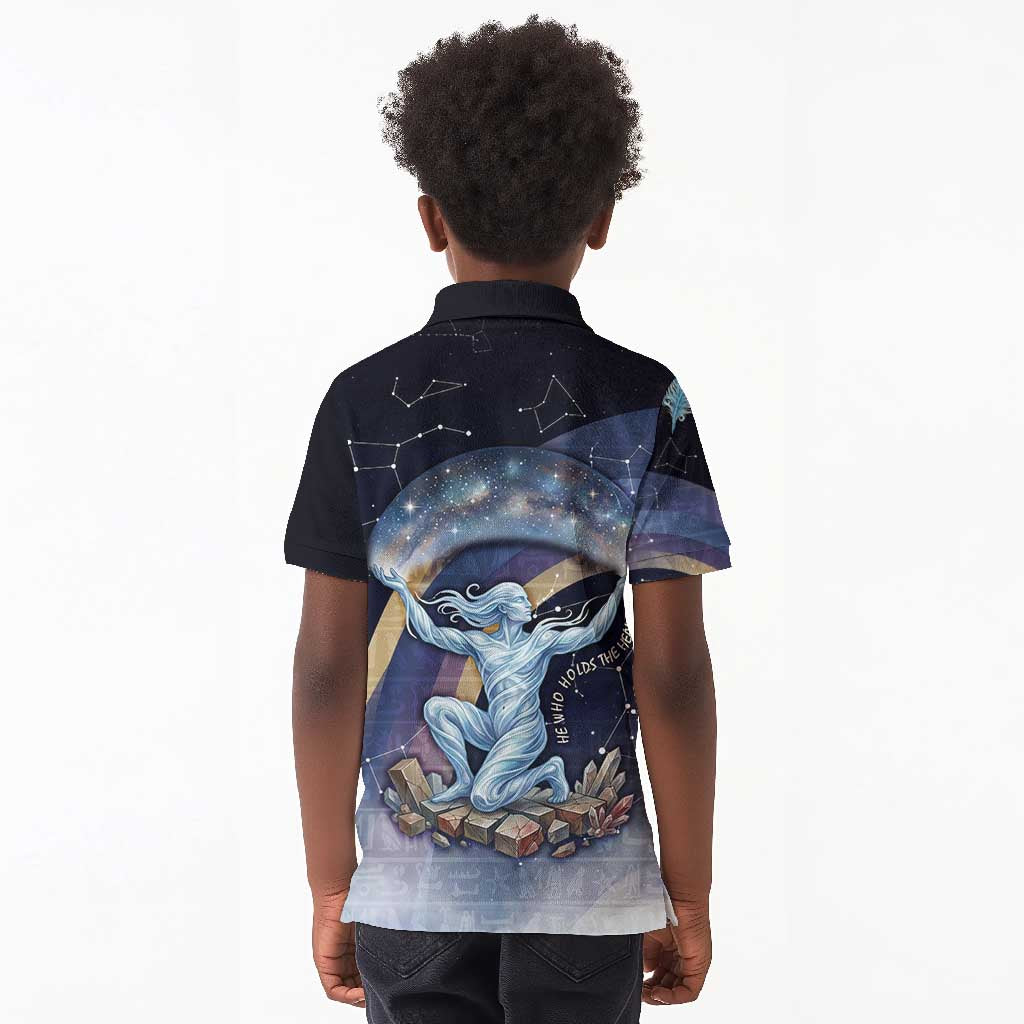 Shu Celestial Constellations Kid Polo Shirt Rainbow Ancient Egyptian Sky Deity Theme