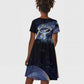 Shu Celestial Constellations Kid Short Sleeve Dress Rainbow Ancient Egyptian Sky Deity Theme