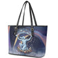 Shu Celestial Constellations Leather Tote Bag Rainbow Ancient Egyptian Sky Deity Theme