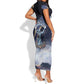 Shu Celestial Constellations Short Sleeve Bodycon Dress Rainbow Ancient Egyptian Sky Deity Theme