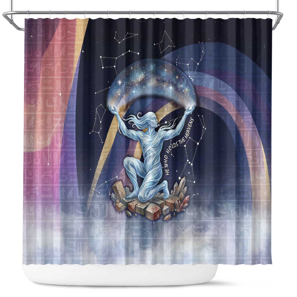 Shu Celestial Constellations Shower Curtain Rainbow Ancient Egyptian Sky Deity Theme