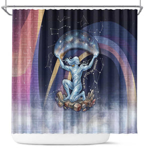 Shu Celestial Constellations Shower Curtain Rainbow Ancient Egyptian Sky Deity Theme