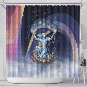 Shu Celestial Constellations Shower Curtain Rainbow Ancient Egyptian Sky Deity Theme