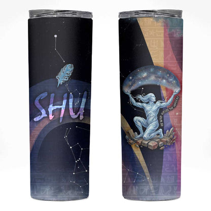 Shu Celestial Constellations Skinny Tumbler Rainbow Ancient Egyptian Sky Deity Theme