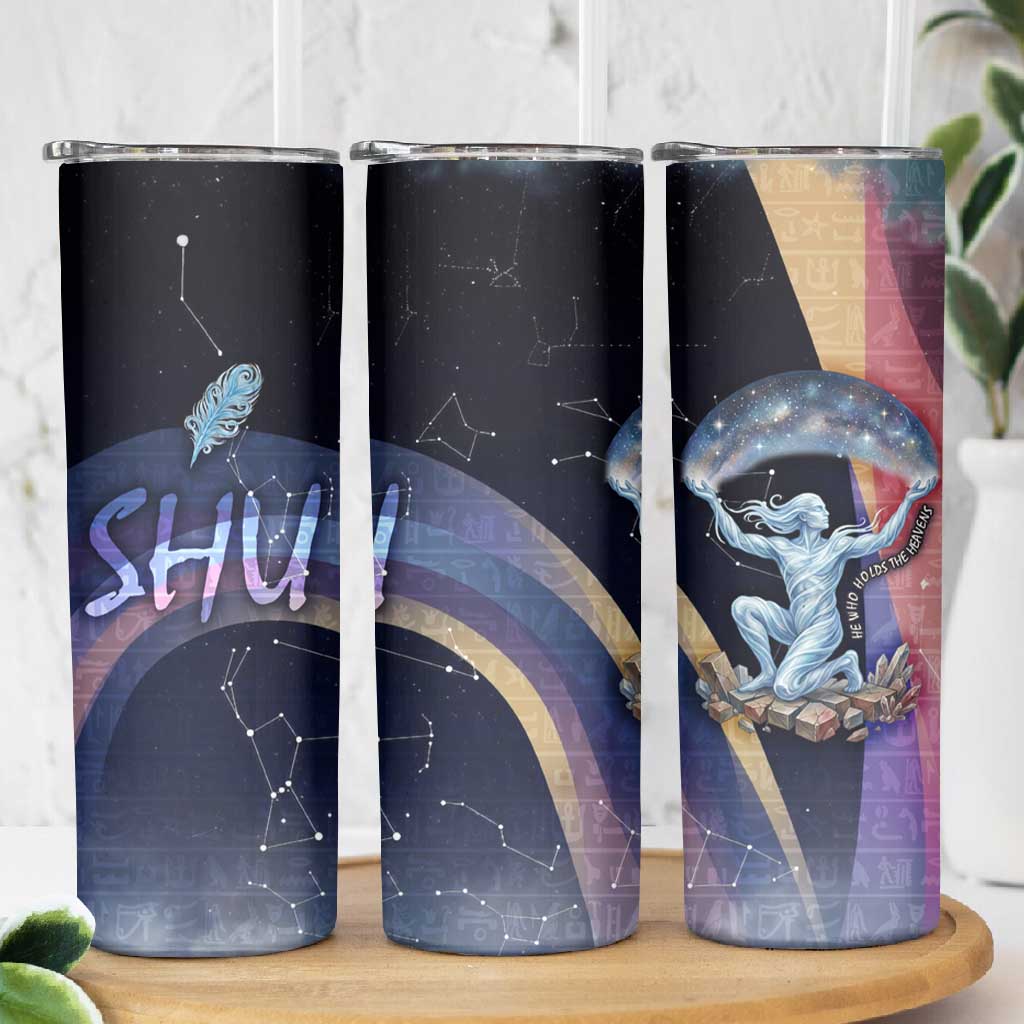 Shu Celestial Constellations Skinny Tumbler Rainbow Ancient Egyptian Sky Deity Theme