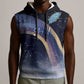 Shu Celestial Constellations Sleeveless Hoodie Rainbow Ancient Egyptian Sky Deity Theme