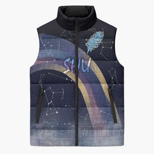Shu Celestial Constellations Sleeveless Puffer Jacket Rainbow Ancient Egyptian Sky Deity Theme