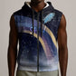 Shu Celestial Constellations Sleeveless Zip Hoodie Rainbow Ancient Egyptian Sky Deity Theme