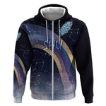 Shu Celestial Constellations Zip Hoodie Rainbow Ancient Egyptian Sky Deity Theme