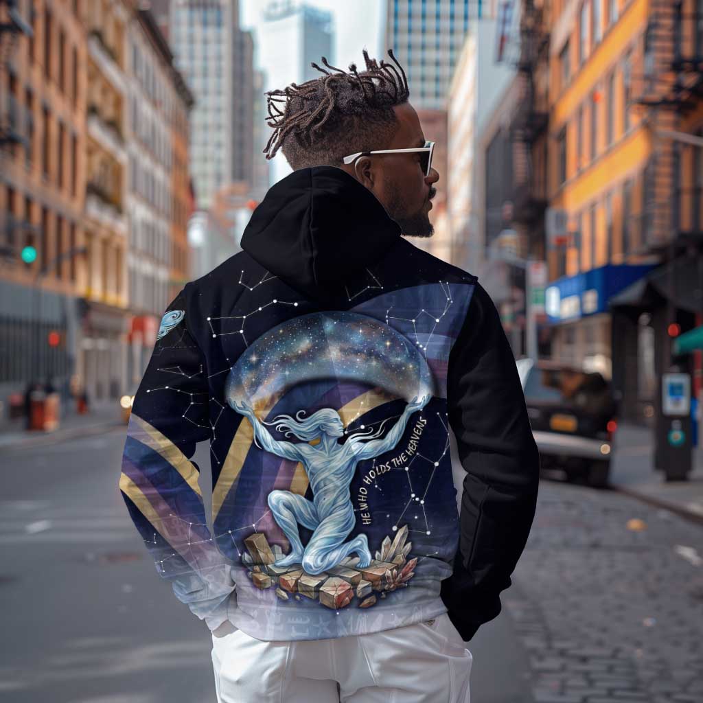 Shu Celestial Constellations Zip Hoodie Rainbow Ancient Egyptian Sky Deity Theme